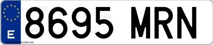 Ejemplo de matrícula española 8695 MRN