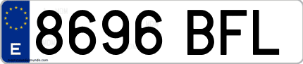 Ejemplo de matrícula de coche ordinaria 8696 BFL