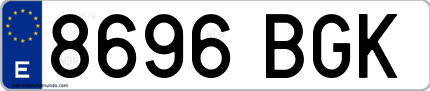 Ejemplo de matrícula de coche ordinaria 8696 BGK