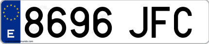 Ejemplo de matrícula de coche ordinaria 8696 JFC