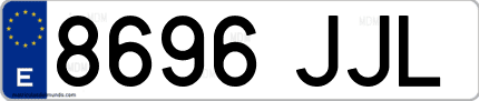 Ejemplo de matrícula de coche ordinaria 8696 JJL