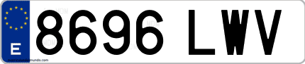 Ejemplo de matrícula de coche ordinaria 8696 LWV