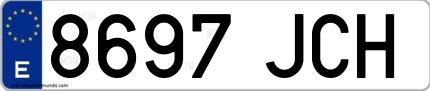 Ejemplo de matrícula española 8697 JCH