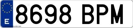 Ejemplo de matrícula española 8698 BPM