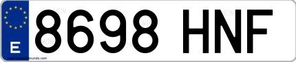 Ejemplo de matrícula española 8698 HNF