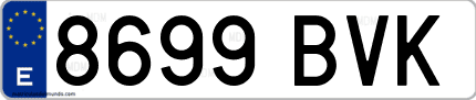 Ejemplo de matrícula de coche ordinaria 8699 BVK