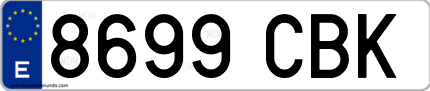 Ejemplo de matrícula de coche ordinaria 8699 CBK