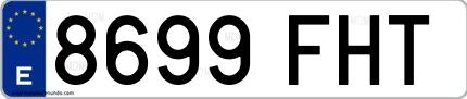 Ejemplo de matrícula española 8699 FHT