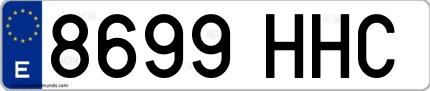 Ejemplo de matrícula española 8699 HHC