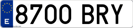 Ejemplo de matrícula de coche ordinaria 8700 BRY