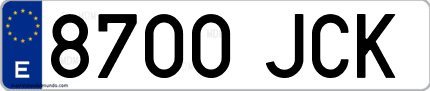 Ejemplo de matrícula de coche ordinaria 8700 JCK