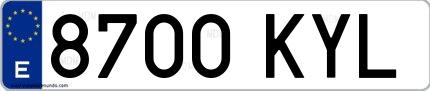 Ejemplo de matrícula española 8700 KYL