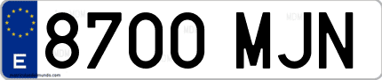 Ejemplo de matrícula de coche ordinaria 8700 MJN
