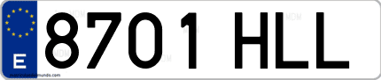 Ejemplo de matrícula de coche ordinaria 8701 HLL