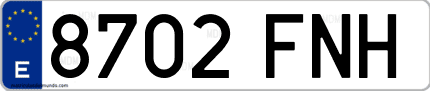 Ejemplo de matrícula de coche ordinaria 8702 FNH
