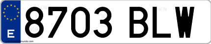 Ejemplo de matrícula de coche ordinaria 8703 BLW
