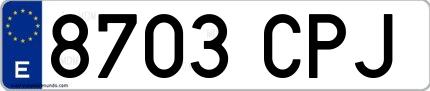 Ejemplo de matrícula española 8703 CPJ