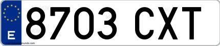 Ejemplo de matrícula española 8703 CXT