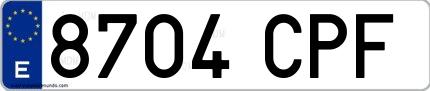 Ejemplo de matrícula española 8704 CPF