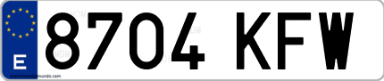 Ejemplo de matrícula de coche ordinaria 8704 KFW