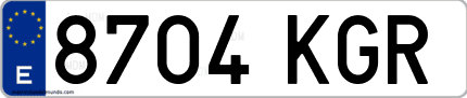 Ejemplo de matrícula de coche ordinaria 8704 KGR