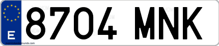 Ejemplo de matrícula de coche ordinaria 8704 MNK