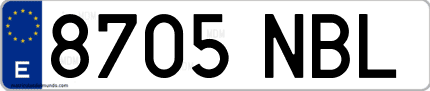 Ejemplo de matrícula de coche ordinaria 8705 NBL