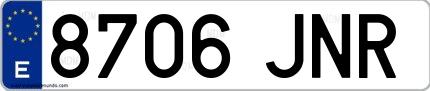 Ejemplo de matrícula española 8706 JNR