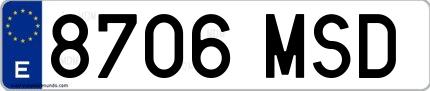 Ejemplo de matrícula española 8706 MSD