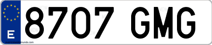 Ejemplo de matrícula de coche ordinaria 8707 GMG