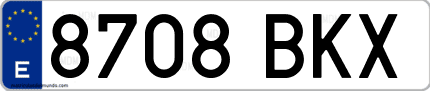 Ejemplo de matrícula de coche ordinaria 8708 BKX