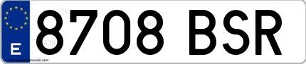 Ejemplo de matrícula española 8708 BSR