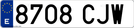 Ejemplo de matrícula de coche ordinaria 8708 CJW