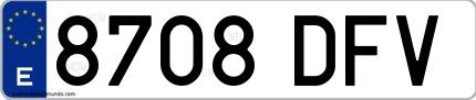 Ejemplo de matrícula española 8708 DFV