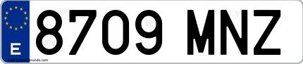Ejemplo de matrícula española 8709 MNZ