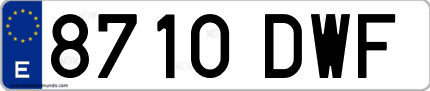 Ejemplo de matrícula de coche ordinaria 8710 DWF