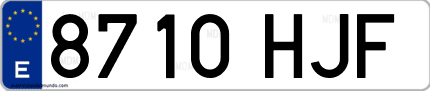 Ejemplo de matrícula de coche ordinaria 8710 HJF