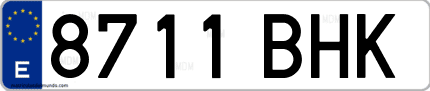 Ejemplo de matrícula de coche ordinaria 8711 BHK