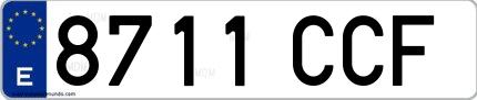 Ejemplo de matrícula española 8711 CCF