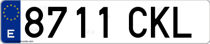 Ejemplo de matrícula de coche ordinaria 8711 CKL