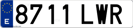 Ejemplo de matrícula de coche ordinaria 8711 LWR