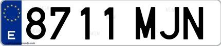 Ejemplo de matrícula española 8711 MJN