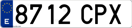 Ejemplo de matrícula de coche ordinaria 8712 CPX
