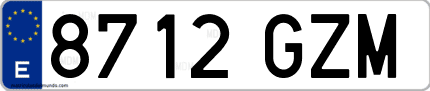 Ejemplo de matrícula de coche ordinaria 8712 GZM
