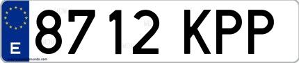 Ejemplo de matrícula española 8712 KPP
