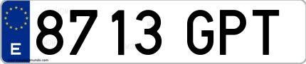 Ejemplo de matrícula de coche ordinaria 8713 GPT