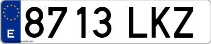 Ejemplo de matrícula española 8713 LKZ