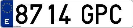 Ejemplo de matrícula de coche ordinaria 8714 GPC