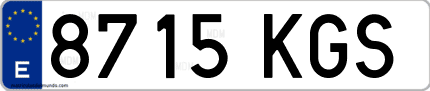 Ejemplo de matrícula de coche ordinaria 8715 KGS