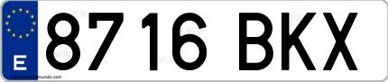 Ejemplo de matrícula española 8716 BKX